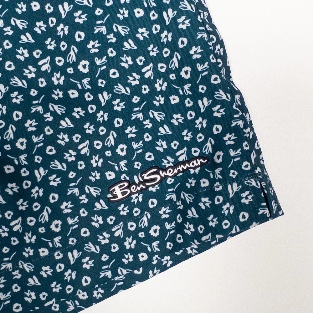 Ben Sherman Floral Swim Trunks Elastic‎ Mesh Liner Waistband Drawstring Mens M